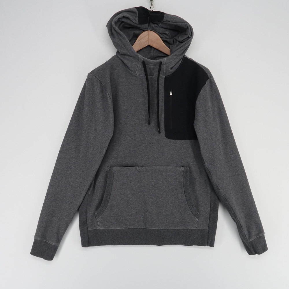 MUNICIPAL Sport Utility Hoodie Mens M Gray Black‎ Pullover Zipper Pocket